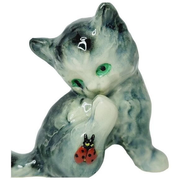 Vintage Goebel Kitten Cat Playing With Ladybug Figurine Germany CK45A TM6 - Picture 6 of 7